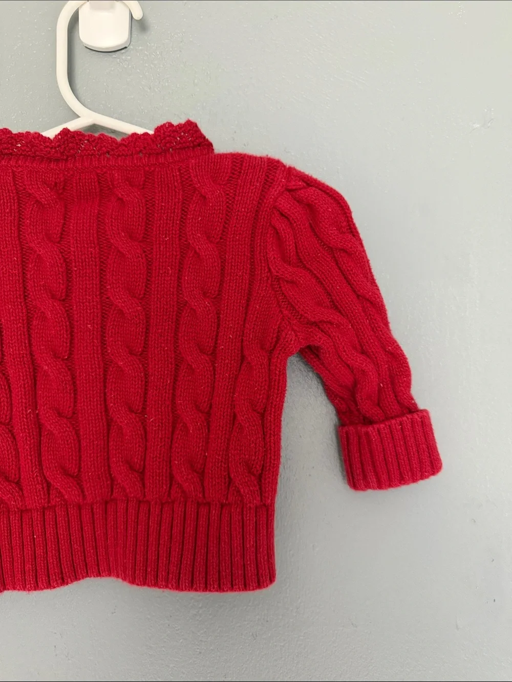 Polo Ralph Lauren Baby Girl Holiday Red Cable-Knit Cotton Cardigan 3 Months